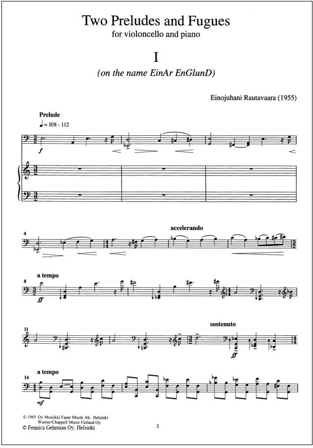 Two Preludes and Fugues - Violoncello & piano