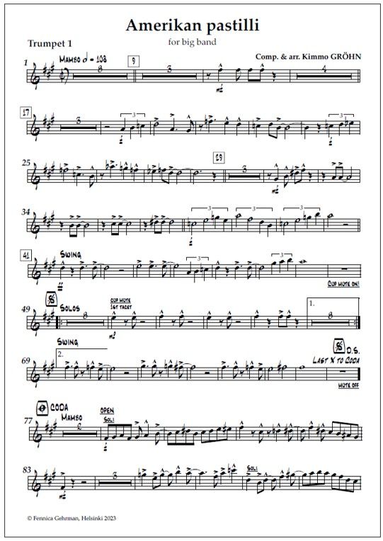 Amerikan pastilli for big band (PDF) - Score & parts