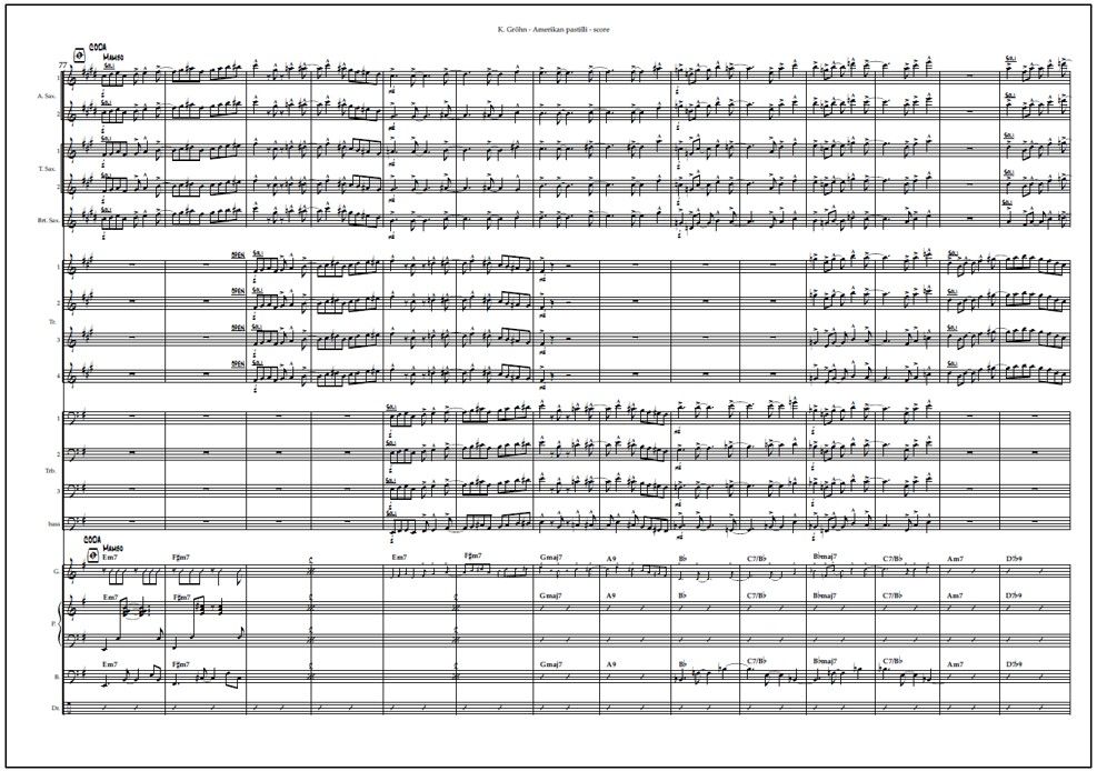 Amerikan pastilli for big band (PDF) - Score & parts