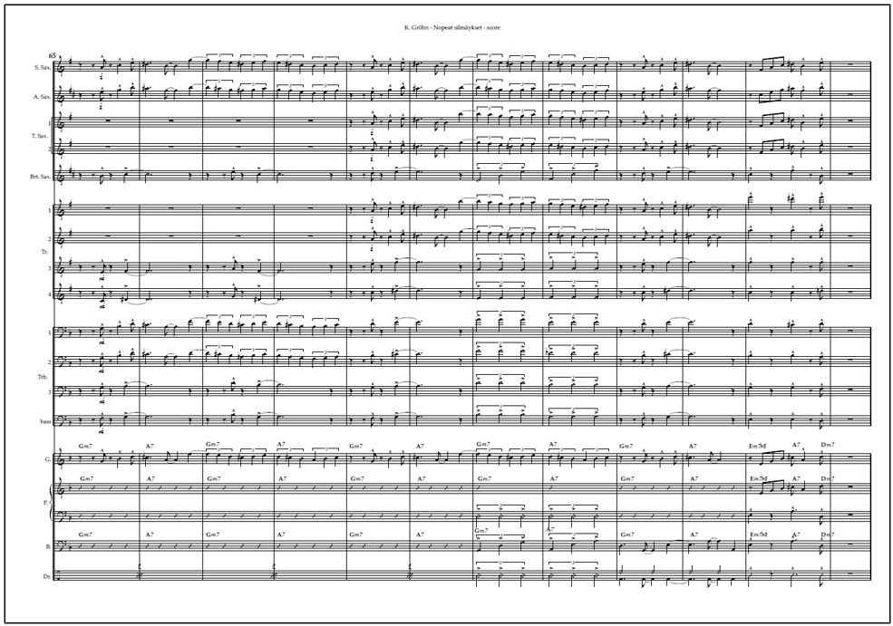 Nopeat silmäykset for big band (PDF) - Score & parts