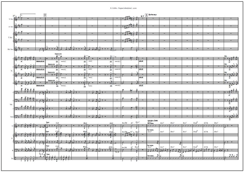 Nopeat silmäykset for big band (PDF) - Score & parts