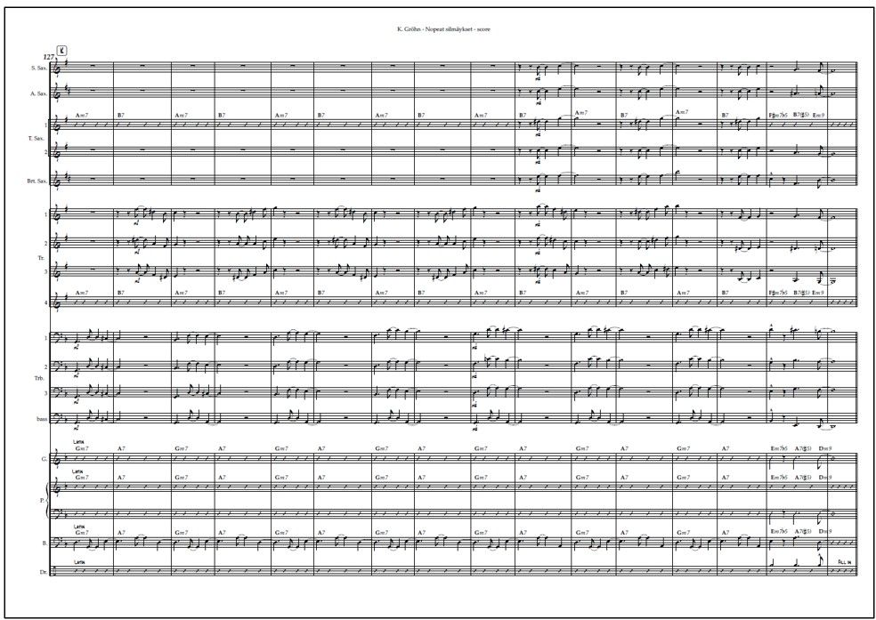 Nopeat silmäykset for big band (PDF) - Score & parts