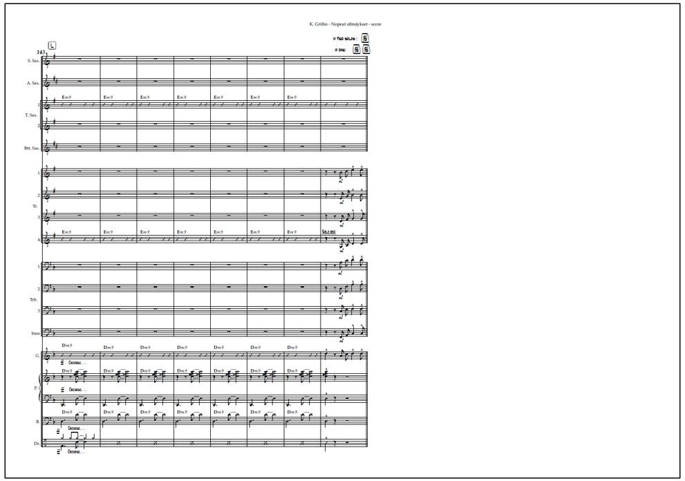 Nopeat silmäykset for big band (PDF) - Score & parts