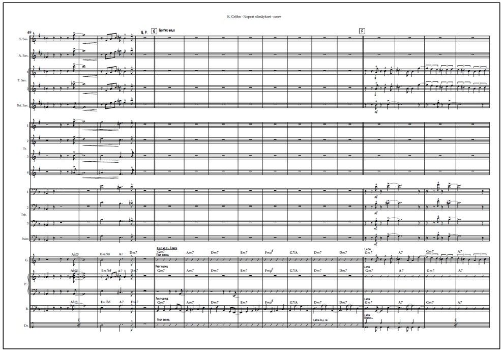 Nopeat silmäykset for big band (PDF) - Score & parts