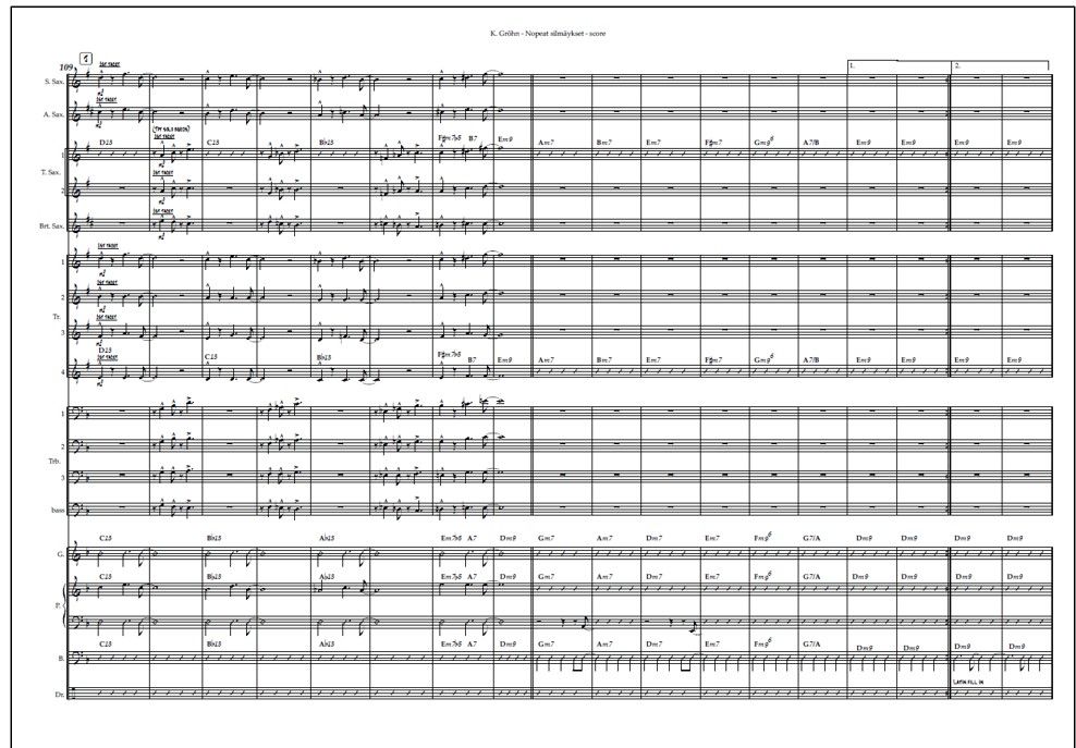 Nopeat silmäykset for big band (PDF) - Score & parts
