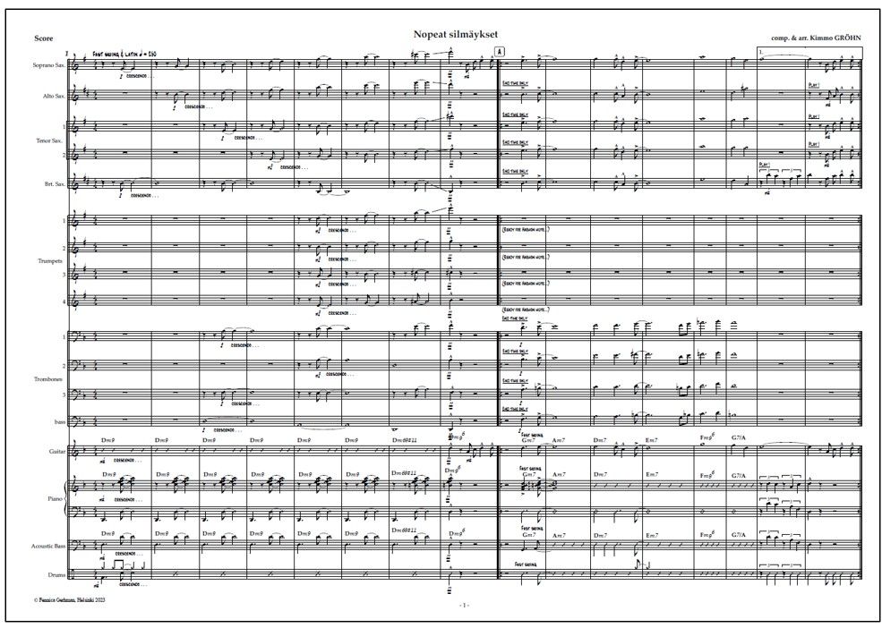 Nopeat silmäykset for big band (PDF) - Score & parts