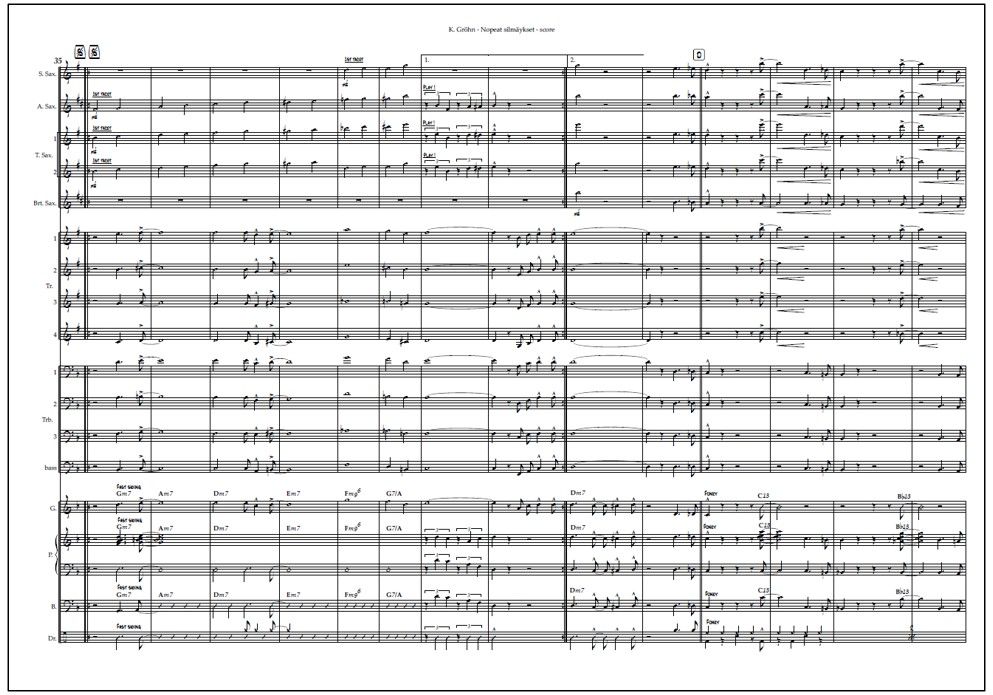 Nopeat silmäykset for big band (PDF) - Score & parts