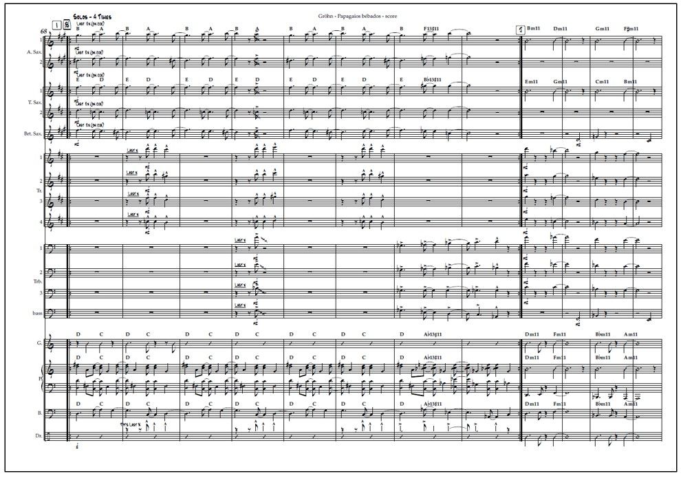 Papagaios bébados for  big band (PDF) - Score & parts