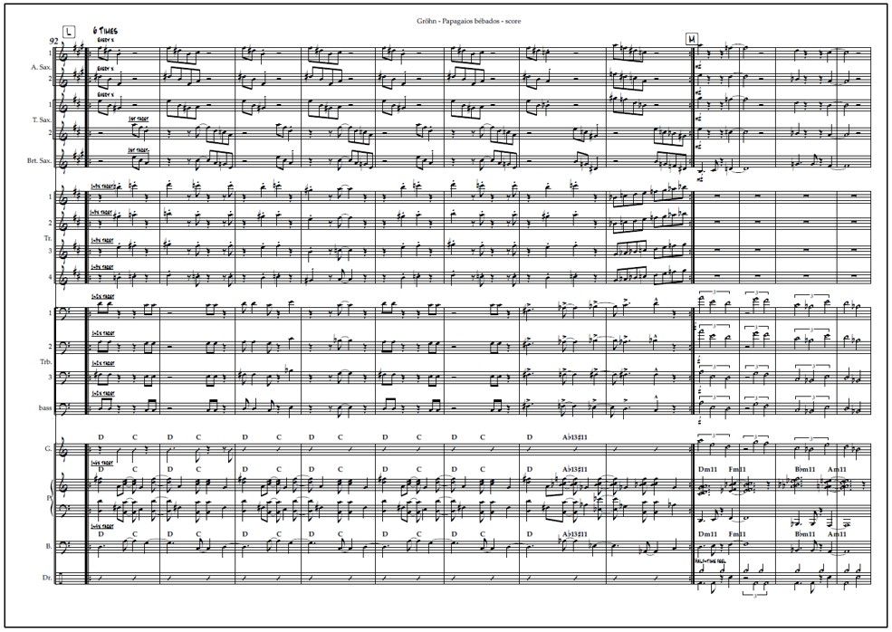 Papagaios bébados for  big band (PDF) - Score & parts