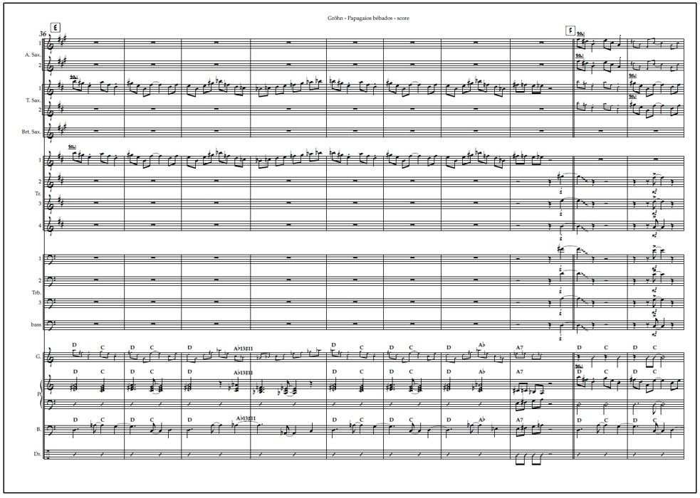 Papagaios bébados for  big band (PDF) - Score & parts