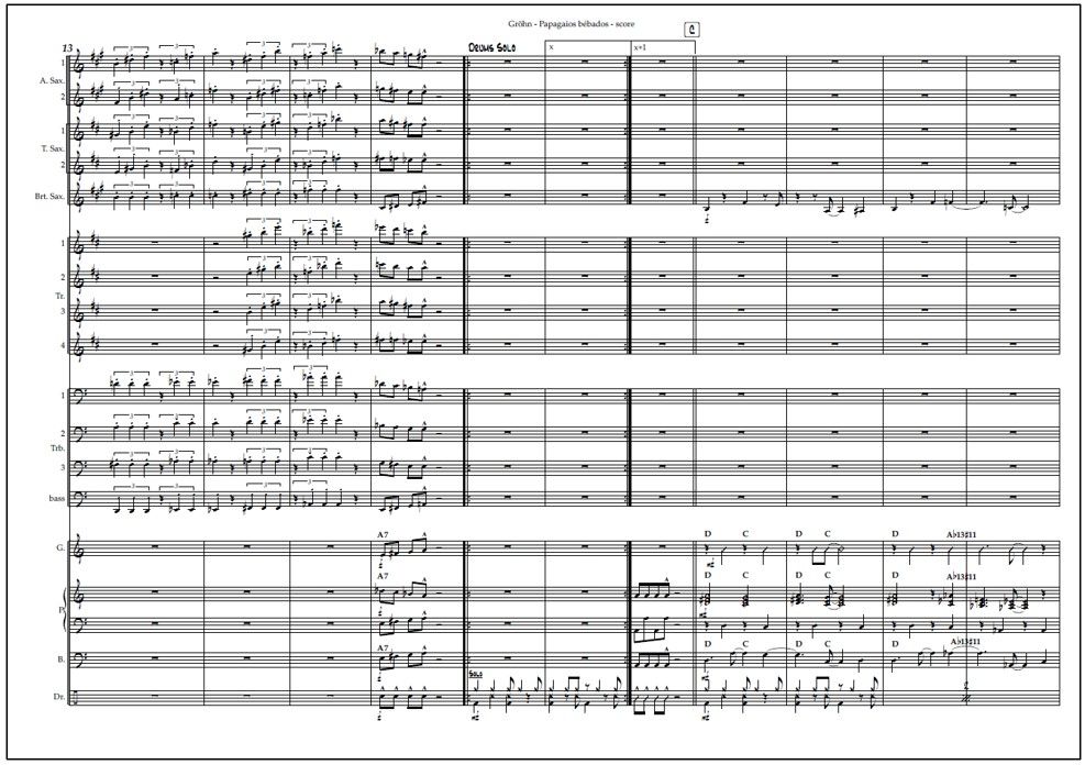 Papagaios bébados for  big band (PDF) - Score & parts