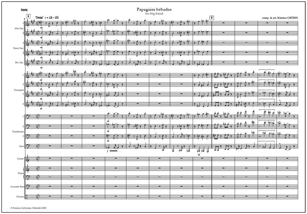 Papagaios bébados for  big band (PDF) - Score & parts