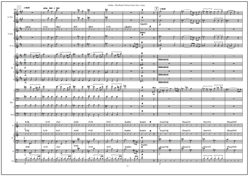 The Roses I Never Gave You for big band (PDF) - Score & parts