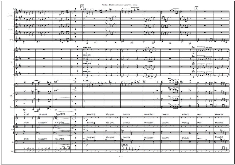 The Roses I Never Gave You for big band (PDF) - Score & parts