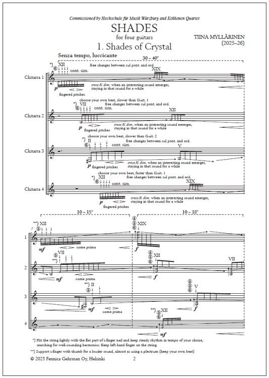 Shades for four guitars - Score & parts