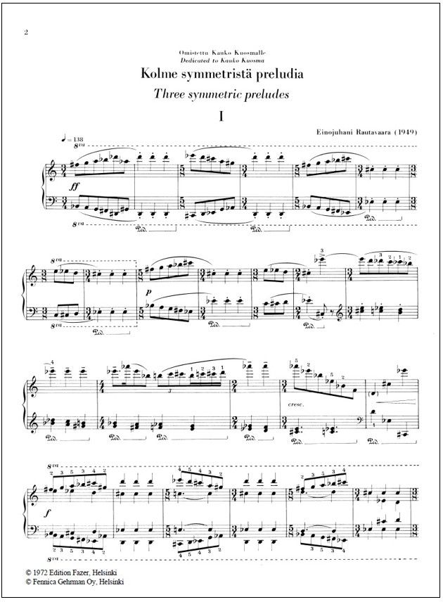 Kolme symmetristä preludia / Three Symmetric Preludes
