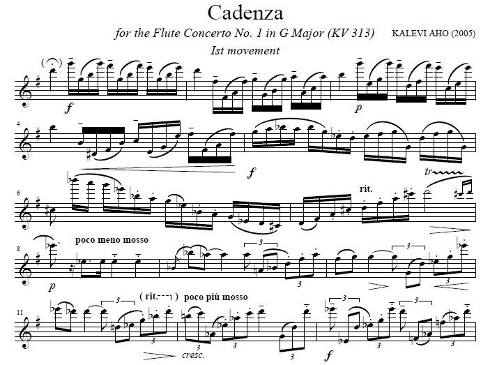 Cadenzas for Flute Concerto No. 1 In G Major (KV 313) by W.A. Mozart