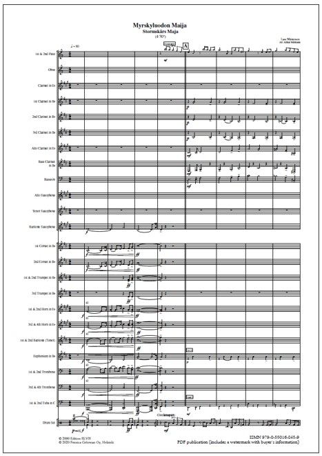 Myrskyluodon Maija for wind band (PDF) - Score & parts