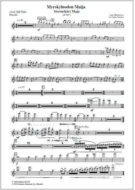 Myrskyluodon Maija for wind band (PDF) - Score & parts