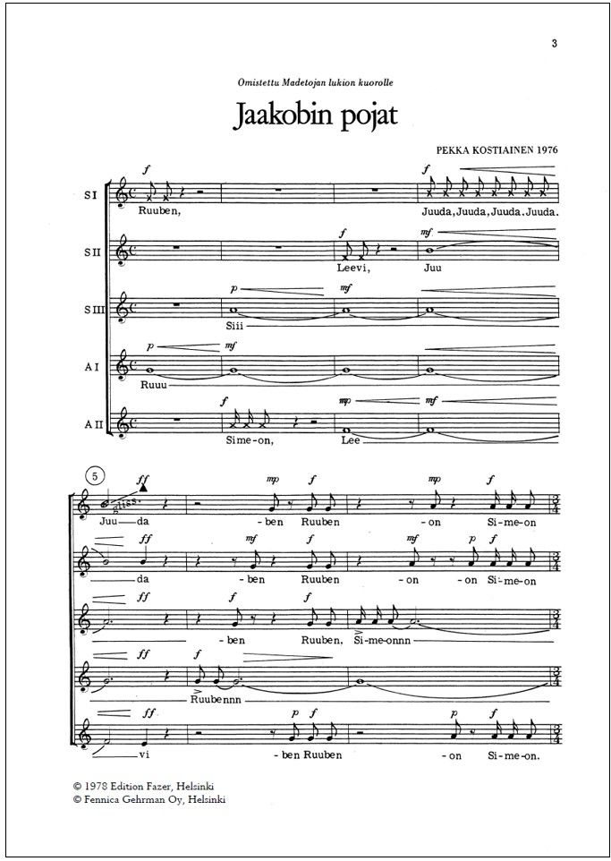 Jaakobin pojat (The Sons of Jacob) - Children's choir
