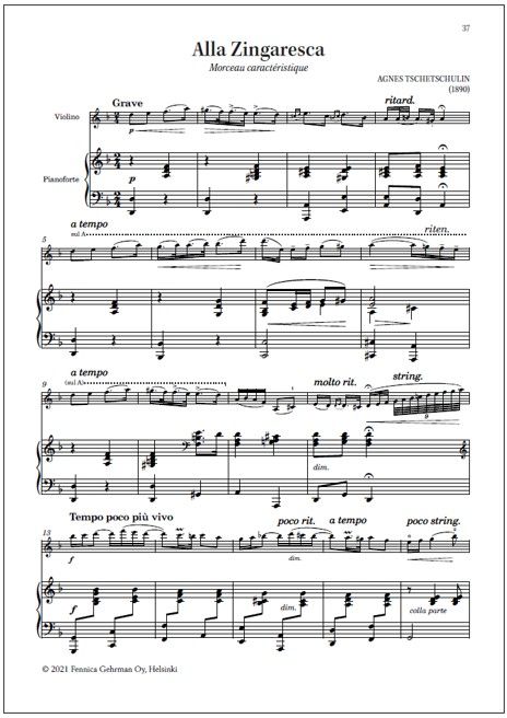 Alla Zingaresca for violin and piano (PDF)
