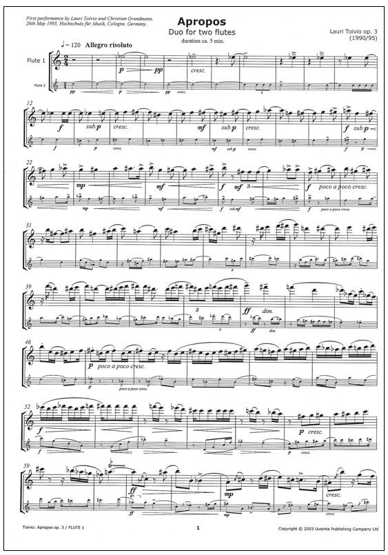 Apropos - Duo for two flutes op . 3