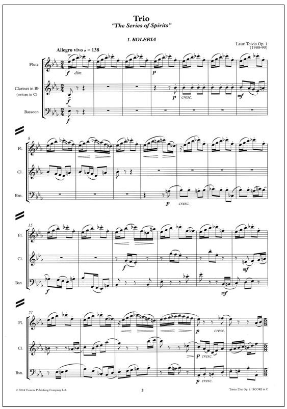 Trio for flute, clarinet and bassoon, op. 1 - "The Series of Spirits"