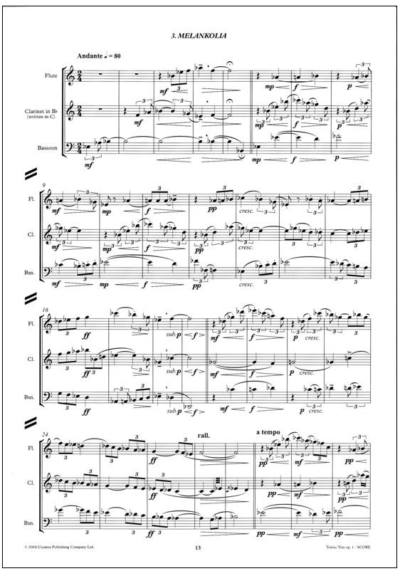 Trio for flute, clarinet and bassoon, op. 1 - "The Series of Spirits"