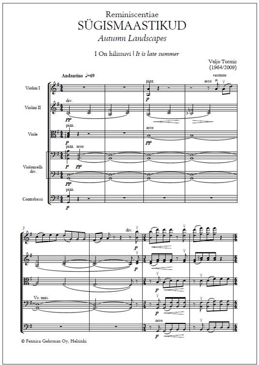 Reminiscentia: Sügismaastikud for string orchestra - Score & parts
