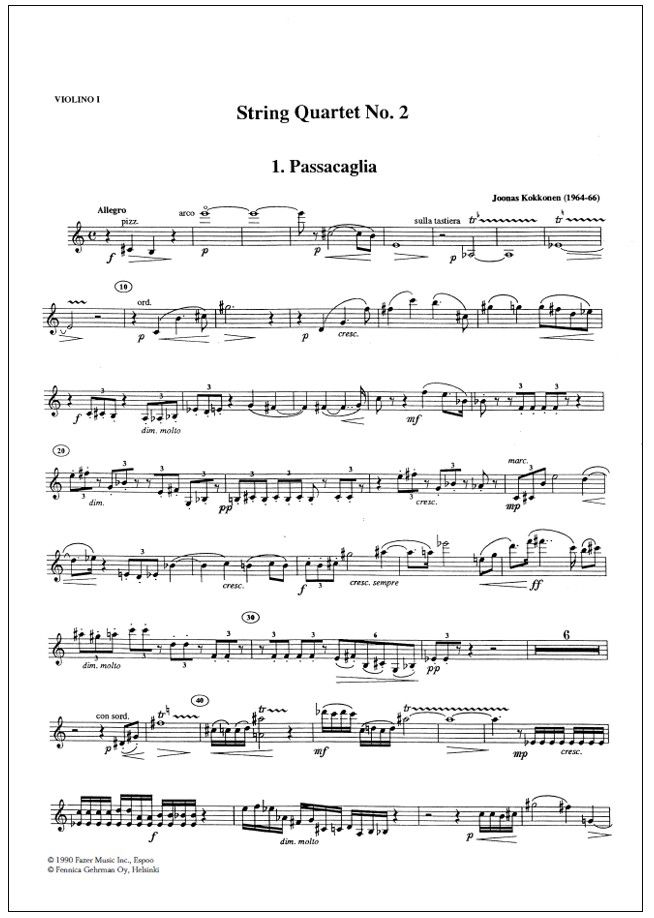 String Quartet No. 2 - Parts