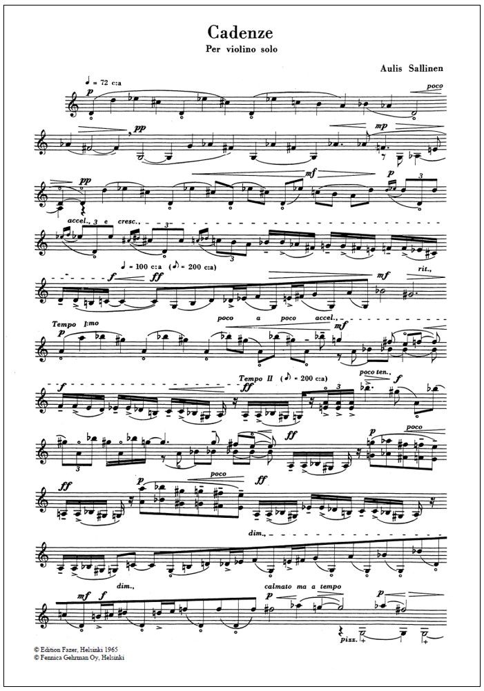 Cadenze per violino solo - Violin