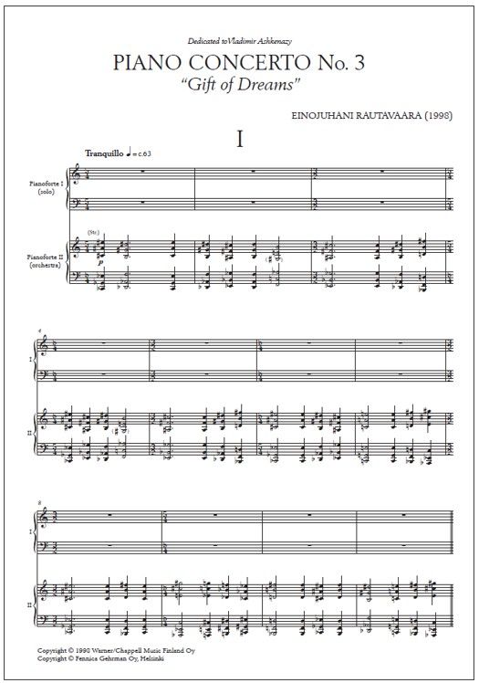 Piano Concerto No. 3 Gift of Dreams - Reduction for two pianos