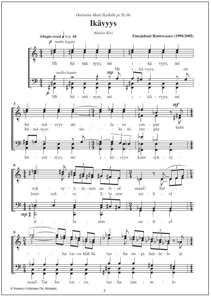 Neljä laulua Aleksis Kiven runoihin - Four Songs to Poems by Aleksis Kivi