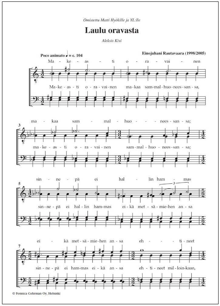 Neljä laulua Aleksis Kiven runoihin - Four Songs to Poems by Aleksis Kivi