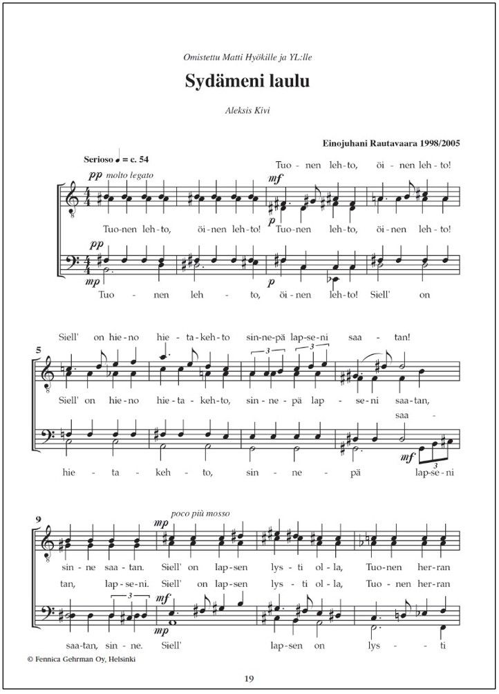 Neljä laulua Aleksis Kiven runoihin - Four Songs to Poems by Aleksis Kivi