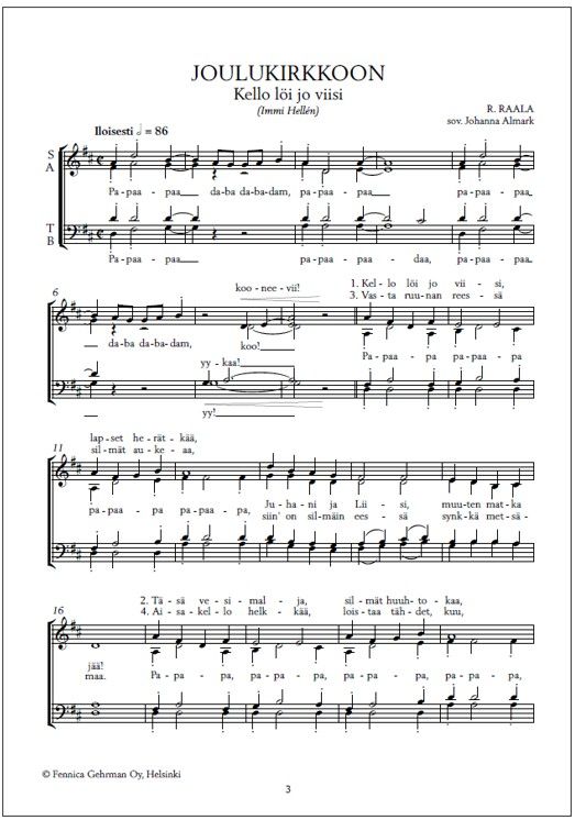 Joulukirkkoon (PDF) - Mixed choir