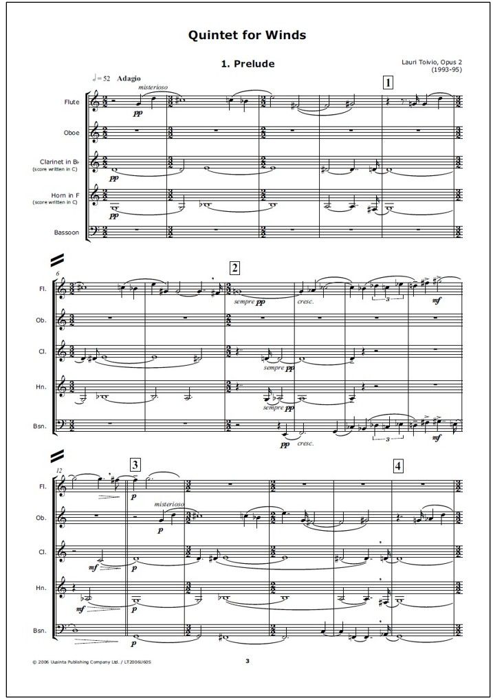 Quintet for winds op. 2