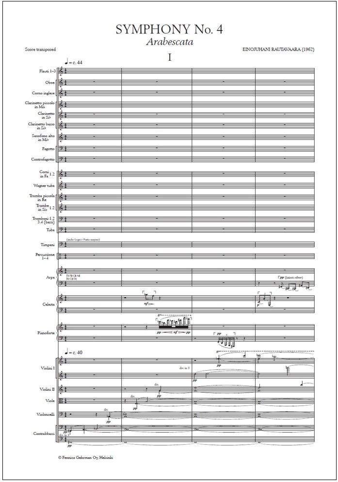 Symphony no. 4 Arabescata - Study score