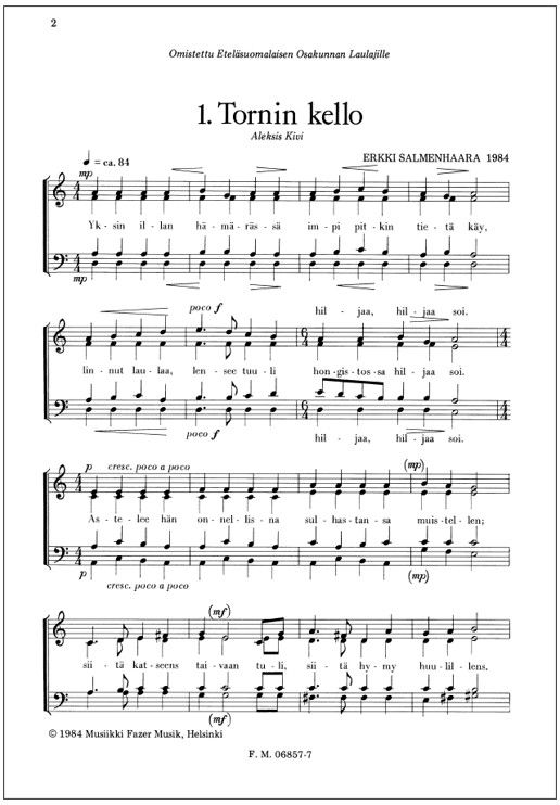 Kaksi Kiven runoa (PDF) - Mixed choir