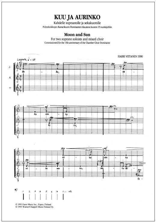 Kuu ja aurinko (Moon and Sun) - Mixed choir