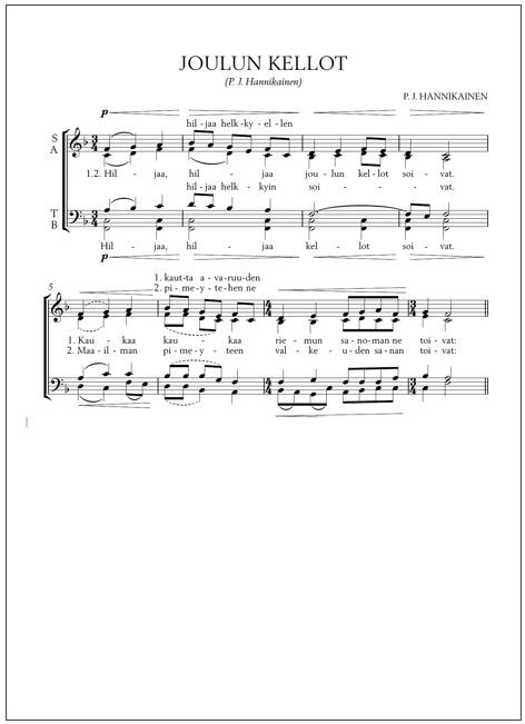 Joulun kellot (PDF) - Mixed choir