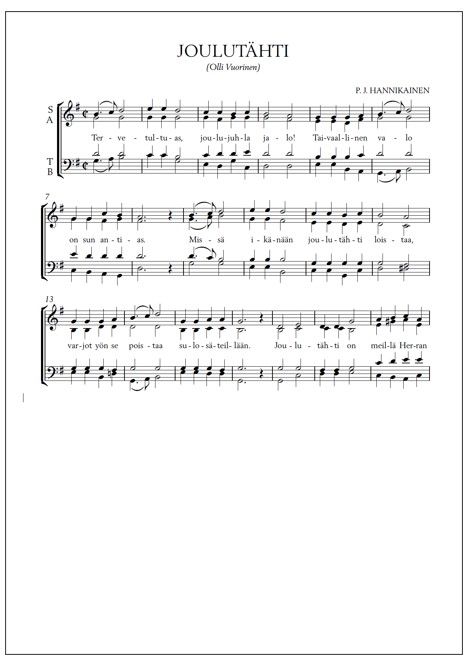 Joulutähti (PDF) - Mixed choir