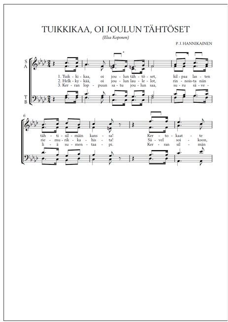 Tuikkikaa, oi joulun tähtöset (PDF) - Mixed choir