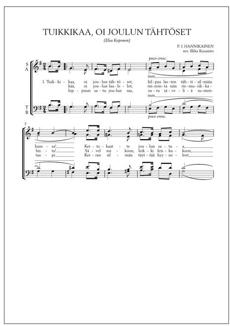 Tuikkikaa, oi joulun tähtöset (PDF) - Mixed choir
