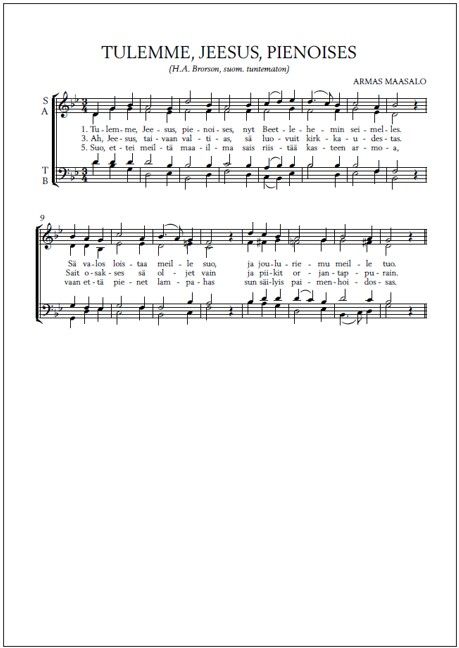 Tulemme, Jeesus, pienoises (PDF) - Mixed choir