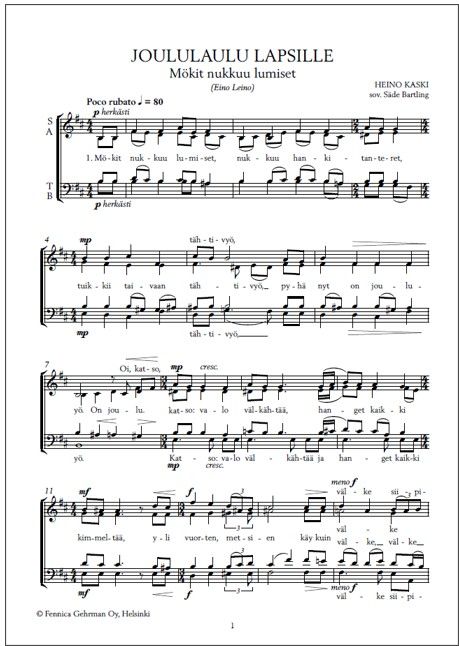 Joululaulu lapsille (PDF) - Mixed choir